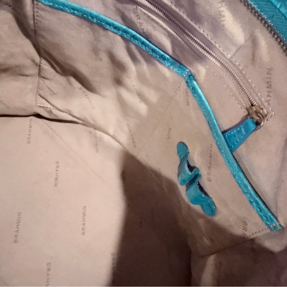 Brahmin Turquoise Croco-Embossed Tote with Matching Wallet - Picture 9 of 15